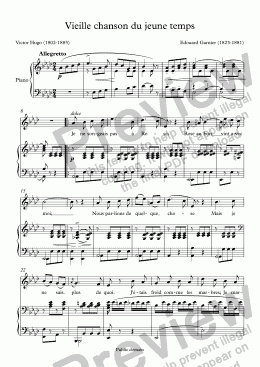page one of Vieille chanson du jeune temps (Edouard Garnier / Victor Hugo)