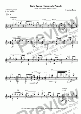 page one of Trois Beaux Oiseaux du Paradis (for solo classical guitar)