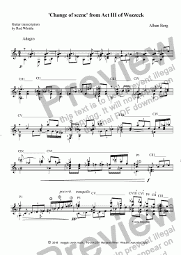 page one of  'Change of scene' from Act III of Wozzeck (for solo classical guitar)