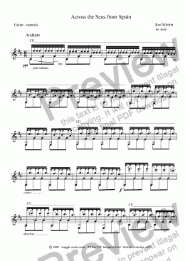 page one of Across the Seas from Spain (for solo classical guitar - tremolo)
