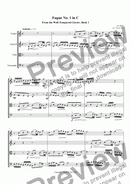 page one of Fugue No. 1 in C from the Well-Tempered Clavier, Book 1
