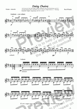 page one of Daisy Chains (for solo classical guitar - tremolo)  6pp