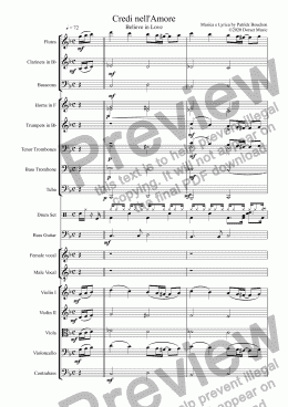 page one of Credi nell'Amore (Believe in Love) for Vocal Duet and Orchestra