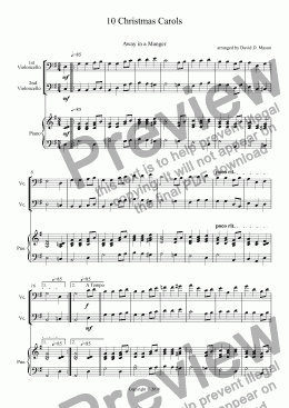 page one of 10 Christmas Carols,    Cello Duet +Piano