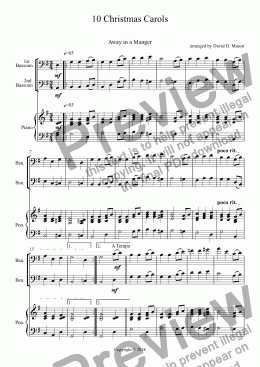 page one of 10 Christmas Carols,     Bassoon Duet+ Piano
