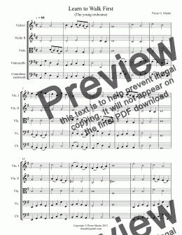page one of Learn to Walk First (easy strings quartet/quintet/orchestra)