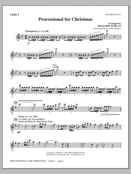 page one of Processional For Christmas - Violin 1 (Choir Instrumental Pak)