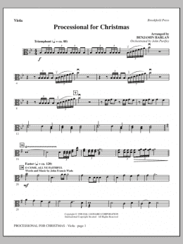 page one of Processional For Christmas - Viola (Choir Instrumental Pak)