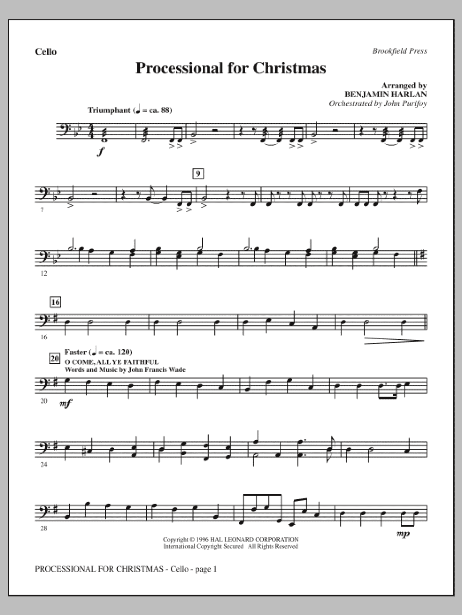 Processional For Christmas - Cello (Choir Instrumental Pak)