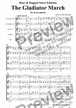 page one of The Gladiator march for brass quintet