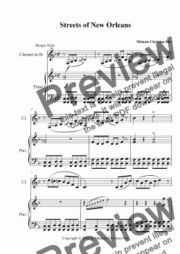 page one of Streets of New Orleans (clarinet & piano)