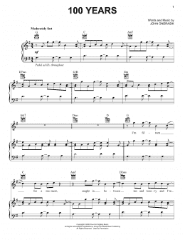 page one of 100 Years (Vocal Pro + Piano/Guitar)