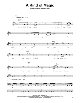 page one of A Kind Of Magic (Bass Guitar Tab)