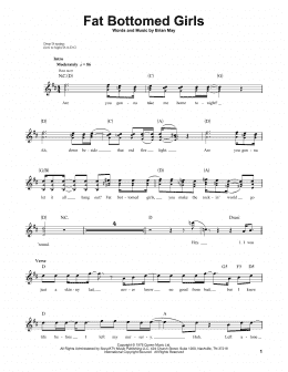 page one of Fat Bottomed Girls (Bass Guitar Tab)