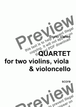 page one of QUARTET for two violins, viola & violoncello