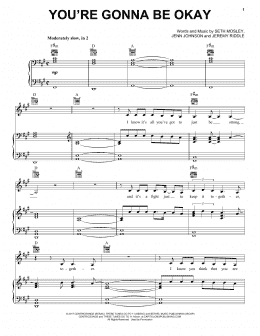 page one of You're Gonna Be Okay (Piano, Vocal & Guitar Chords (Right-Hand Melody))