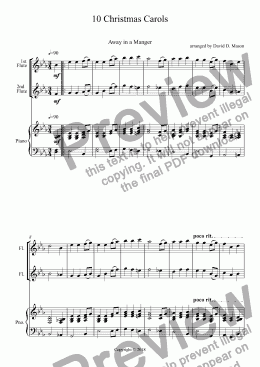 page one of 10 Christmas Carols,    Flute Duet+Piano