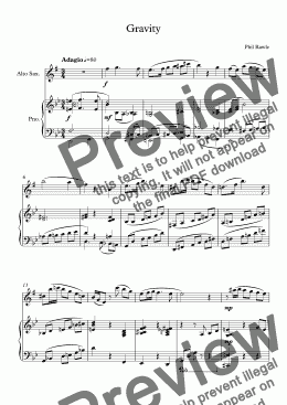 page one of Gravity - Alto Sax & Piano