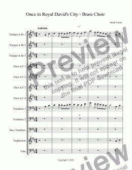 page one of Once in Royal David's City - Brass Choir