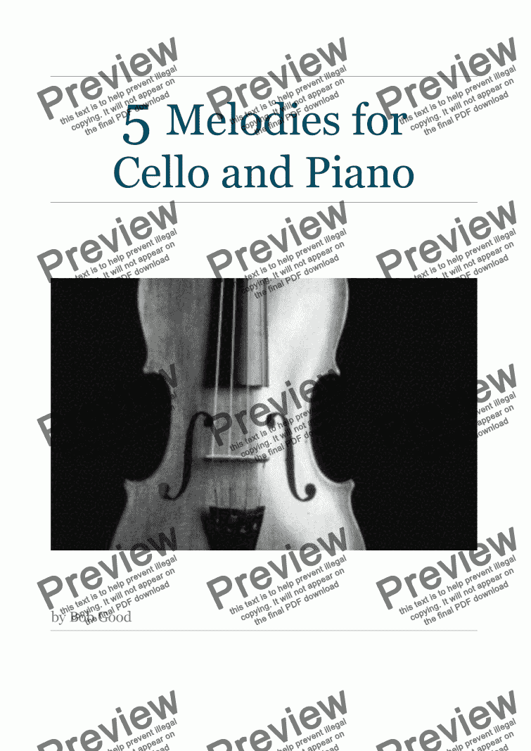 page one of A Collection of 5 Favourite Melodies for Cello and Piano