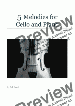 page one of A Collection of 5 Favourite Melodies for Cello and Piano