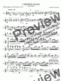 page one of CINCO MONÓLOGOS para flauta sola / Five Monologues for solo flute