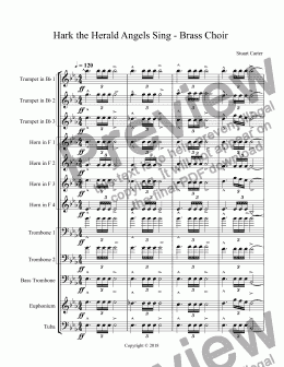 page one of Hark the Herald Angels Sing - Brass Choir
