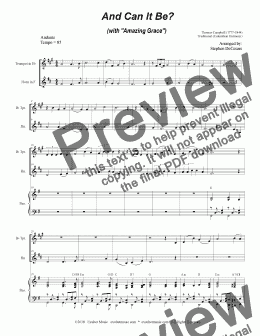 page one of And Can It Be? (with "Amazing Grace") (Duet for Bb-Trumpet & French Horn)
