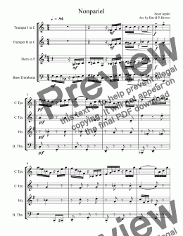page one of Nonpareil Rag for Brass Quartet