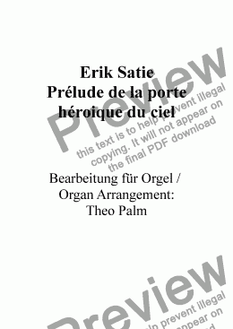 page one of Erik Satie: Prélude de la porte héroique du ciel