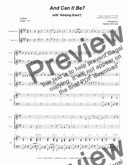 page one of And Can It Be? (with "Amazing Grace") (Duet for Soprano & Tenor Saxophone)