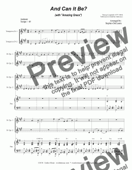 page one of And Can It Be? (with "Amazing Grace") (Duet for Bb-Trumpet)