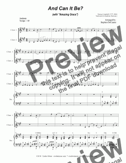 page one of And Can It Be? (with "Amazing Grace") (Duet for C-Instruments)
