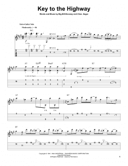 page one of Key To The Highway (Guitar Tab (Single Guitar))
