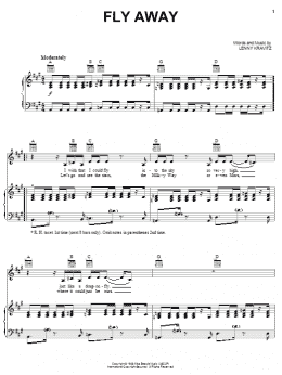 page one of Fly Away (Piano, Vocal & Guitar Chords (Right-Hand Melody))