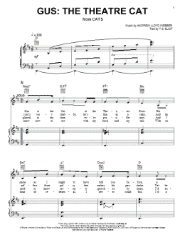 page one of Gus: The Theatre Cat (from Cats) (Piano, Vocal & Guitar Chords (Right-Hand Melody))