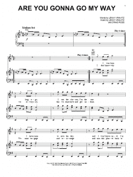 page one of Are You Gonna Go My Way (Piano, Vocal & Guitar Chords (Right-Hand Melody))
