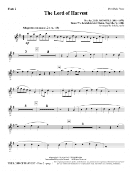 page one of The Lord of Harvest - Flute 2 (Choir Instrumental Pak)