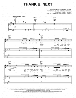 page one of thank u, next (Piano, Vocal & Guitar Chords (Right-Hand Melody))