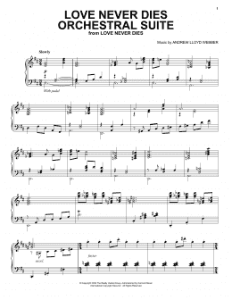 page one of Love Never Dies Orchestral Suite (Piano Solo)