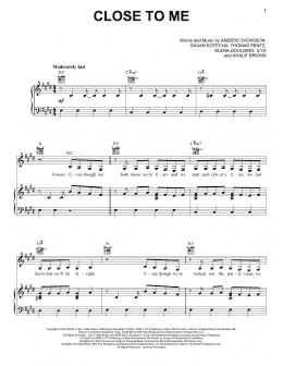 page one of Close To Me (Piano, Vocal & Guitar Chords (Right-Hand Melody))