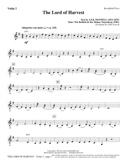 page one of The Lord of Harvest - Violin 2 (Choir Instrumental Pak)