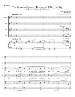 page one of The Heavens Opened; The Angels Filled The Sky (SATB Choir)