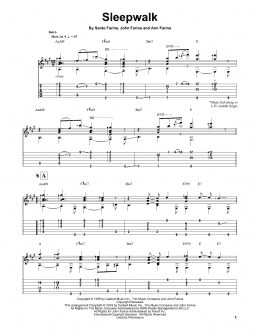 page one of Sleepwalk (Instrumental Version) (Solo Guitar)