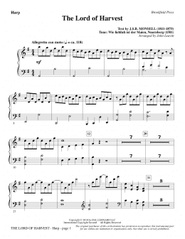 page one of The Lord of Harvest - Harp (Choir Instrumental Pak)