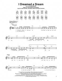 page one of I Dreamed A Dream (Easy Guitar)