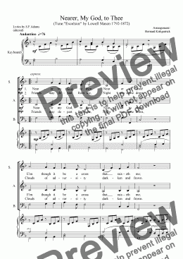 page one of "Nearer my God to Thee" (SAB Low Choir) -Download Funeral Hymn Sheet Music