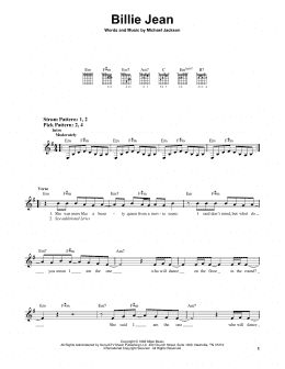 page one of Billie Jean (Easy Guitar)