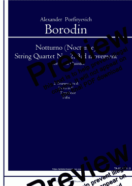 page one of Borodin: "Nocturne (Notturno)" from String Quartet No.2, 3rd Movement, arrangement for Brass Quintet