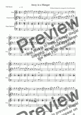 page one of Away in a Manger for Flute and Clarinet Duet